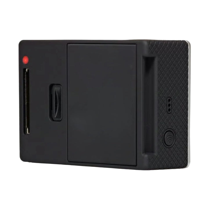 GoPro HERO3 White Edition rear view with battery cover, SD slot, and LED light from ClubCamera
