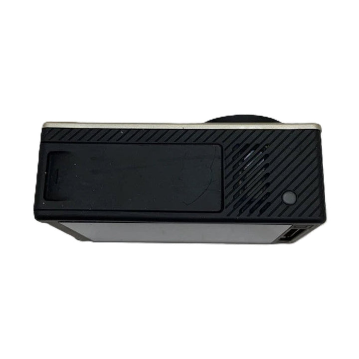 GoPro HERO4 Black Edition action camera top view with textured rubberized grip and silver edge at ClubCamera.com