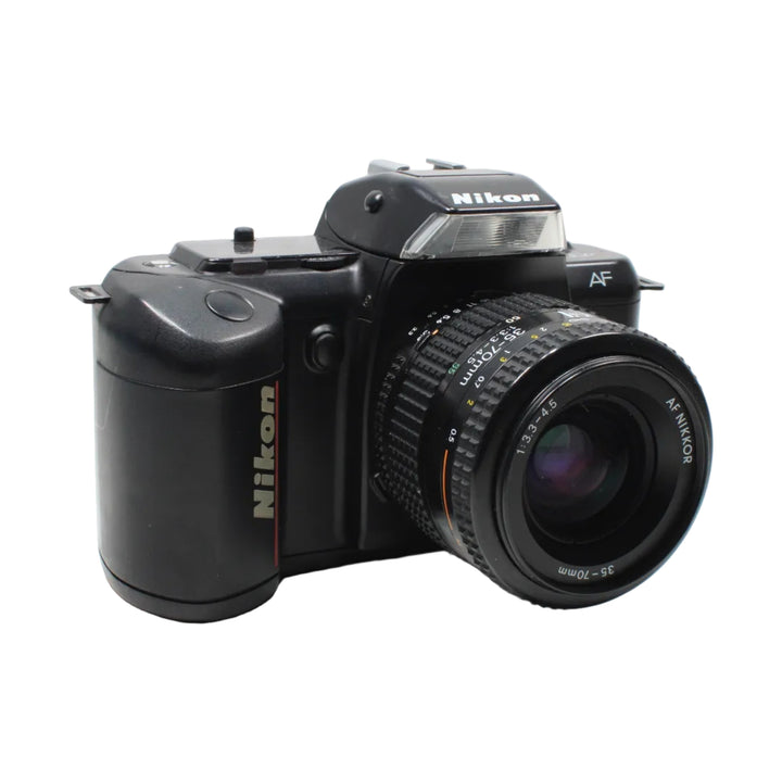 Nikon N4004 F-401 black SLR film camera with AF Nikkor 35-70mm lens and built-in flash at ClubCamera.com