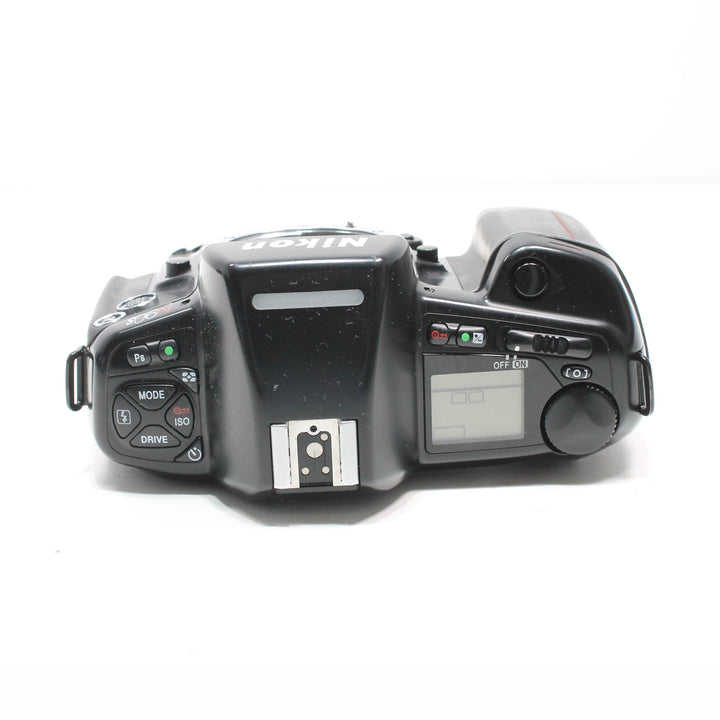 Nikon N90 SLR film camera body by ClubCamera showing rear control layout, mode dial, and textured grip