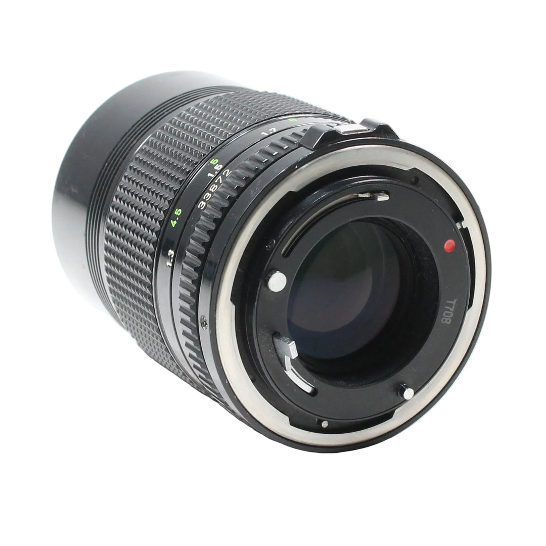 ClubCamera Canon FD 135mm f/2.8 rear mount view with silver ring and diamond grip