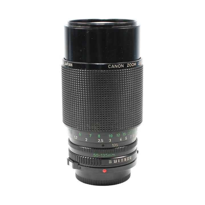 ClubCamera.com Canon FD 50-135mm f/3.5 vintage film camera lens front view with engraved focal scale
