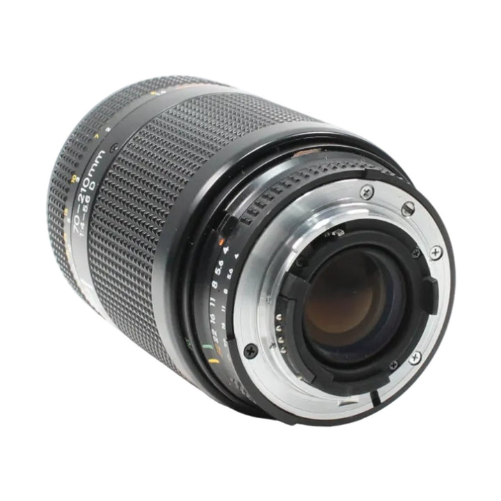 Nikon AF Nikkor 70-210mm f/4-5.6D rear mount interface with silver bayonet and rubber grip at ClubCamera.com