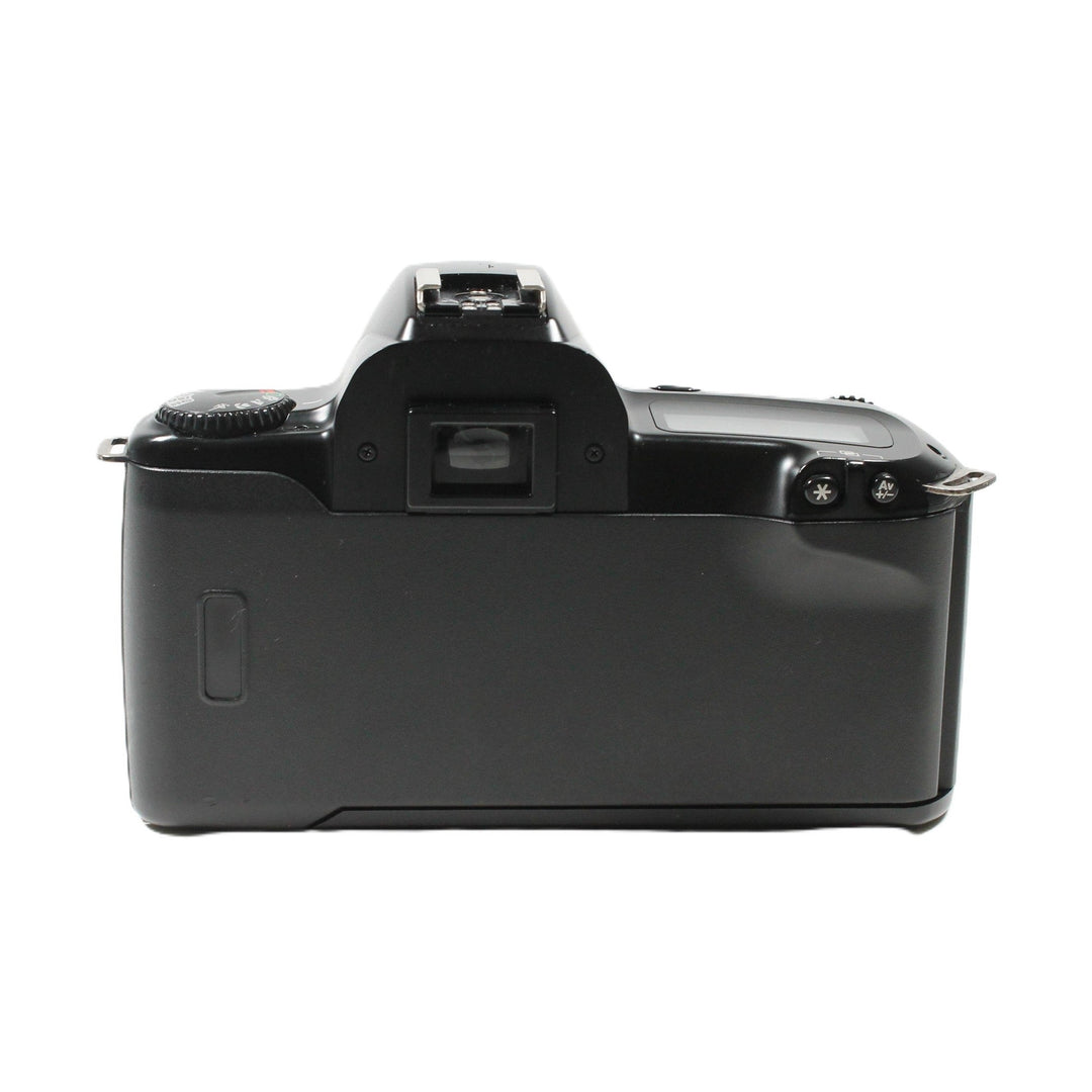 Back view of black Canon EOS Rebel X 35mm SLR film camera with textured grip and Av button from ClubCamera.com