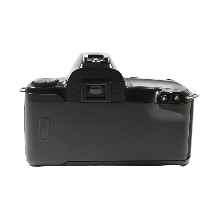 Back view of black Canon EOS Rebel X 35mm SLR film camera with textured grip and Av button from ClubCamera.com