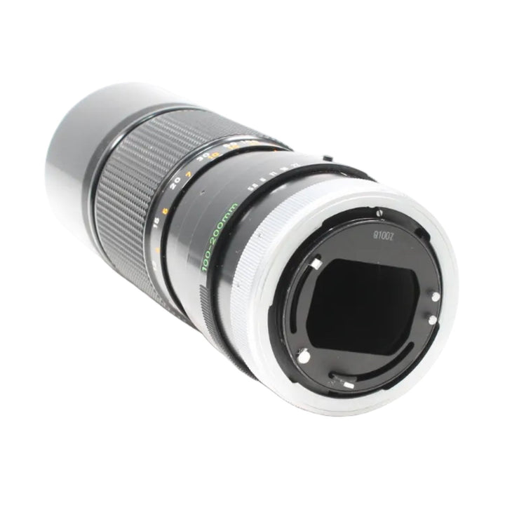 ClubCamera Canon FD 100-200mm f/5.6 lens rear mount with silver ring and green zoom marking