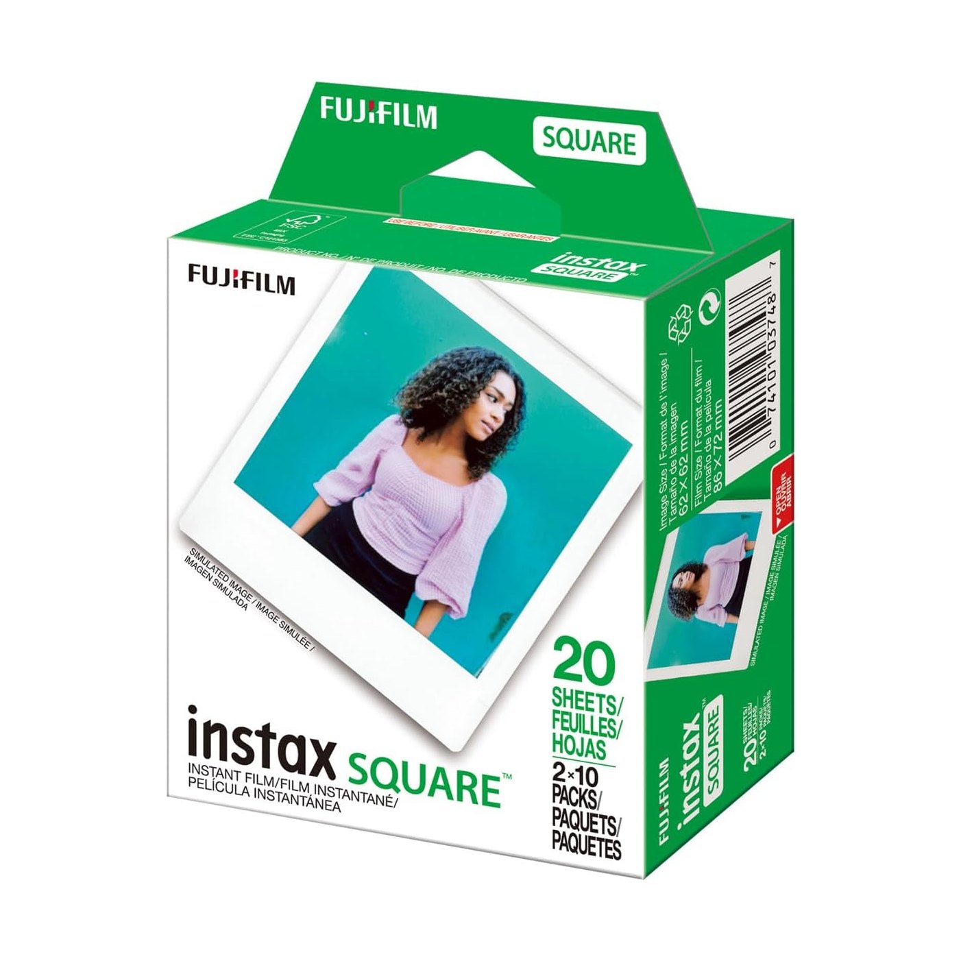 ClubCamera.com Fujifilm Instax Square instant film 20 sheets green box with genuine seal