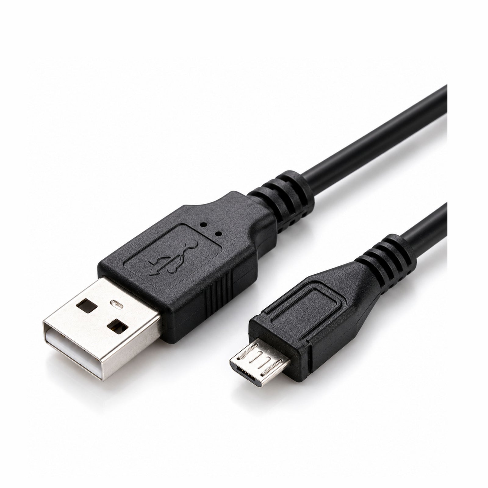 ClubCamera.com black Micro USB to USB-A cable for digital cameras with gold-plated contacts and ribbed strain relief