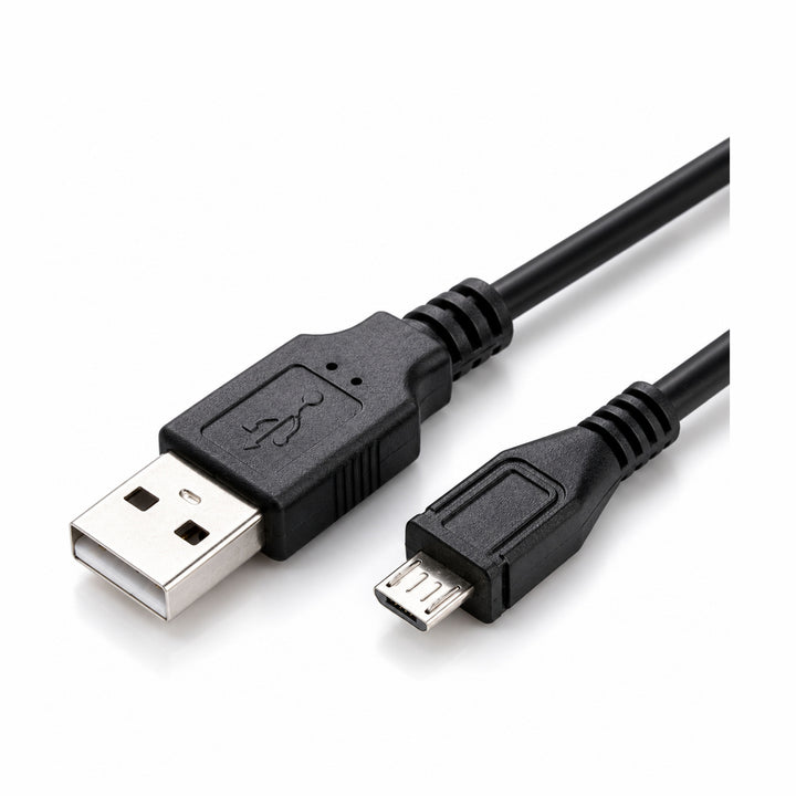 ClubCamera.com black Micro USB to USB-A cable for digital cameras with gold-plated contacts and ribbed strain relief