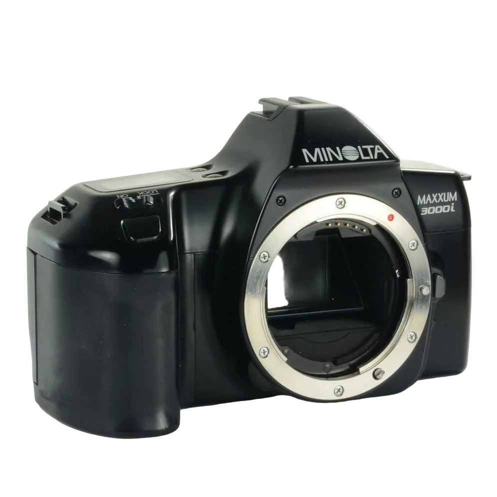 Front black Minolta Maxxum 3000i silver A-mount ring shutter mechanism ClubCamera.com