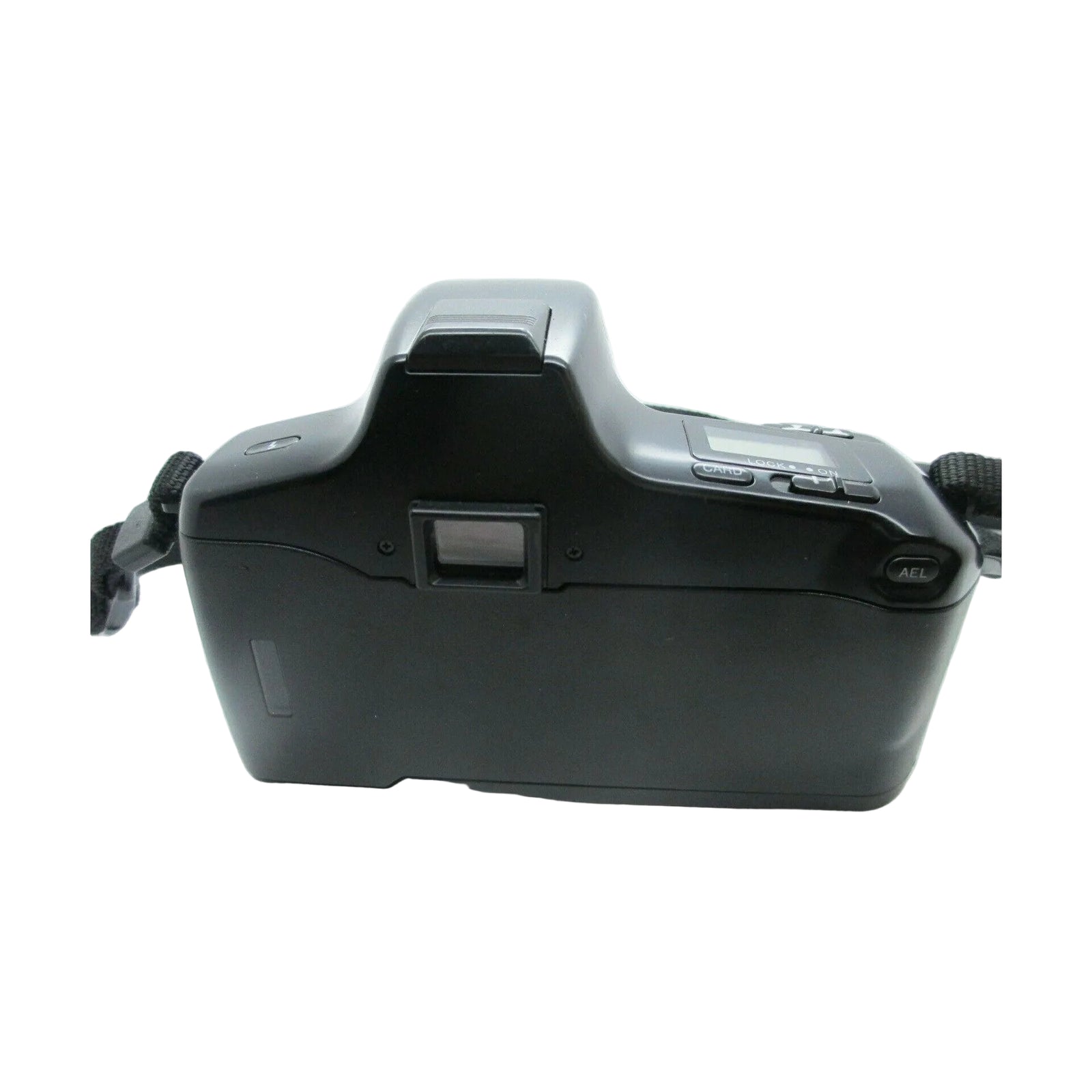 Rear profile of black Minolta Maxxum 5000i SLR with viewfinder and buttons at ClubCamera.com