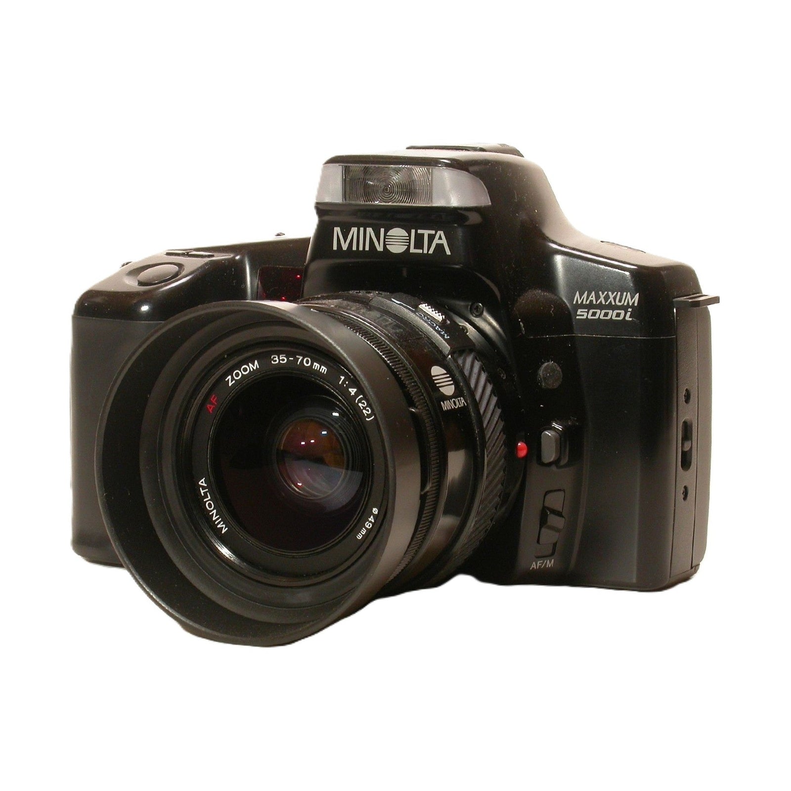Black Minolta Maxxum 5000i SLR film camera with AF zoom lens at ClubCamera.com