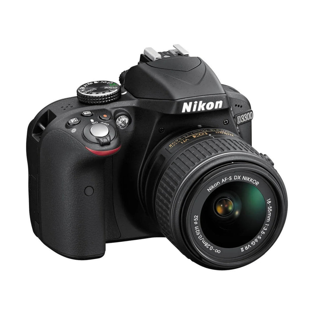 Side grip detail of Nikon D3300 DSLR with 18-55mm VR II lens at ClubCamera.com
