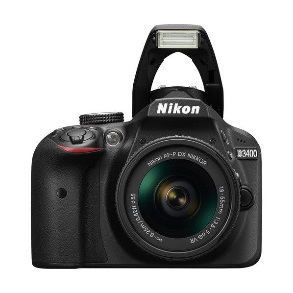 Nikon D3400 DSLR camera with 18-55mm VR lens in black from ClubCamera.com