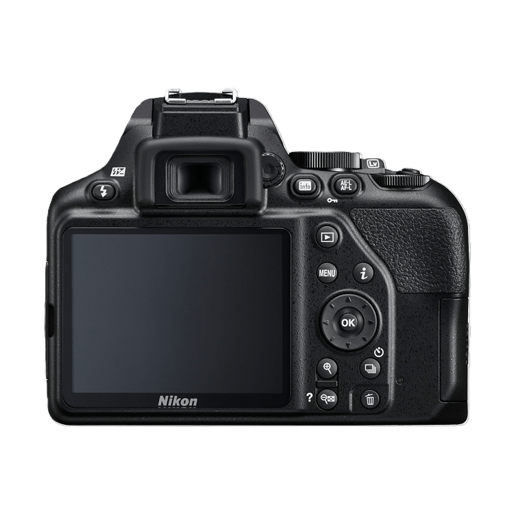 Back view of black Nikon D3500 DSLR with LCD screen and control buttons from ClubCamera.com
