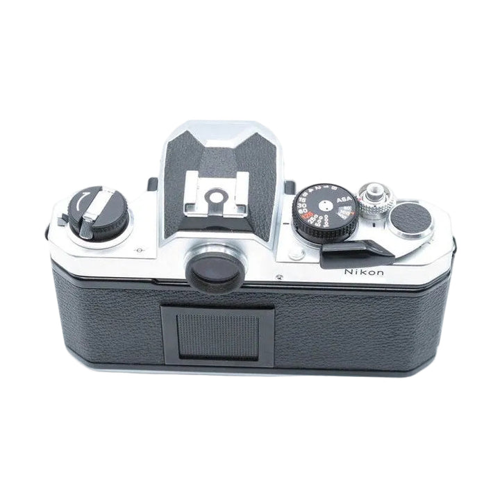 Top-down Nikon FM fully mechanical film camera shutter speed dial and rewind crank at ClubCamera.com