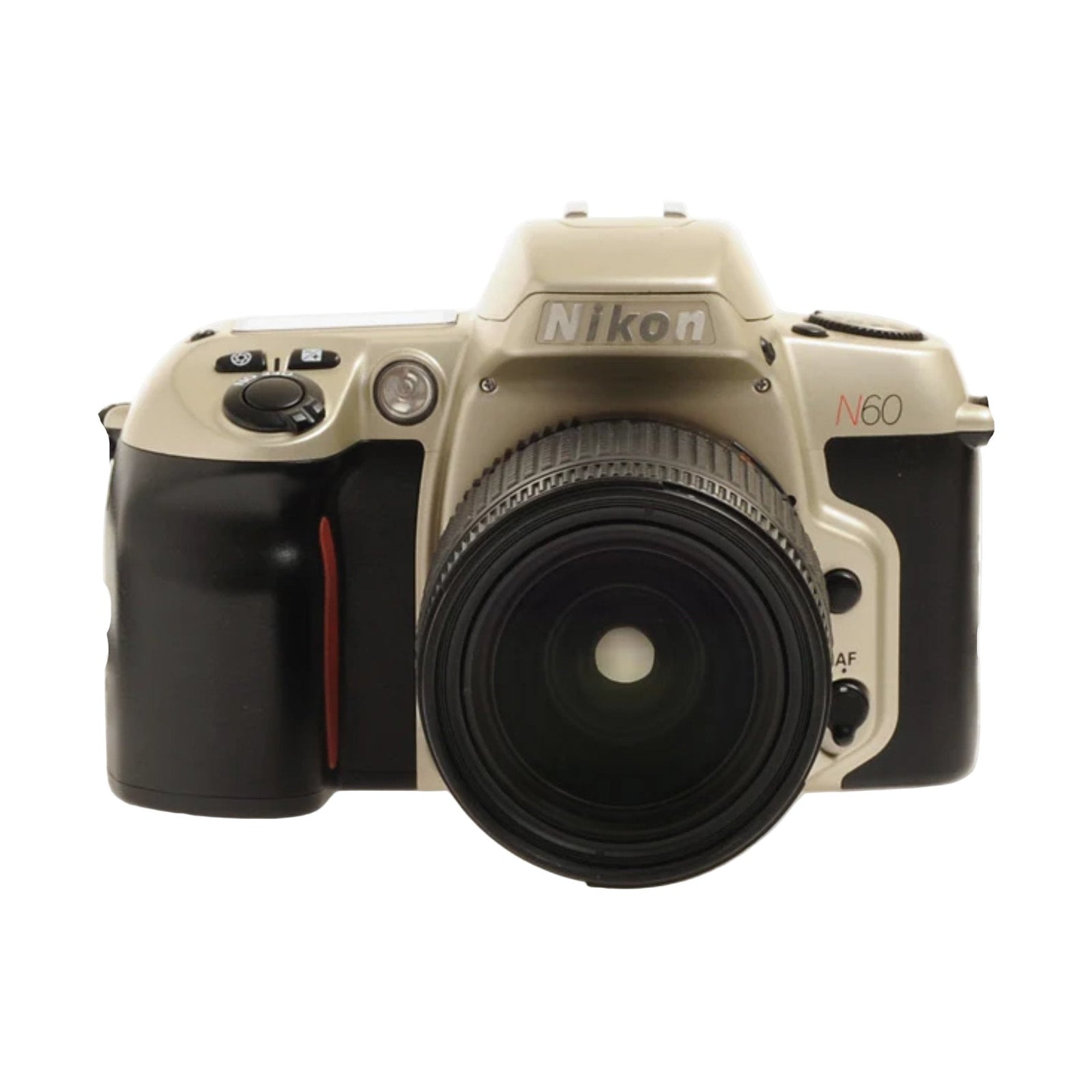 Nikon N60 SLR film camera with 28-80mm lens at ClubCamera.com beige body black grip