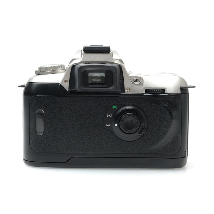 Rear view of Nikon N75 35mm film camera showing mode dial and grip at ClubCamera.com