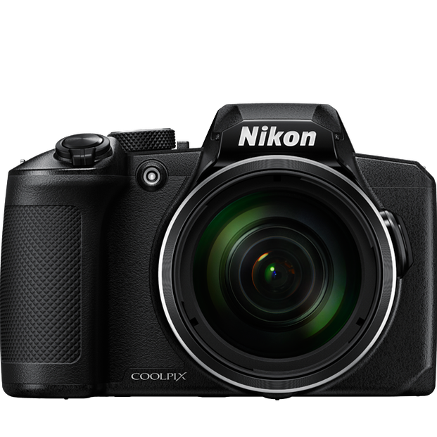 ClubCamera.com studio shot of black Nikon COOLPIX B600 with silver lens ring and multi-coated glass