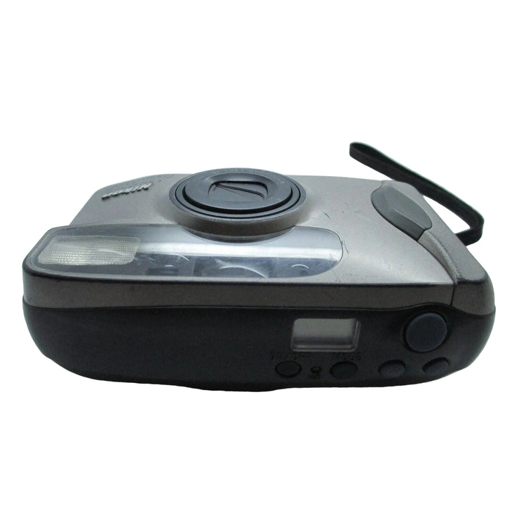 ClubCamera.com top view of silver Nikon One Touch Zoom 70 AF showing shutter button and flash diffuser