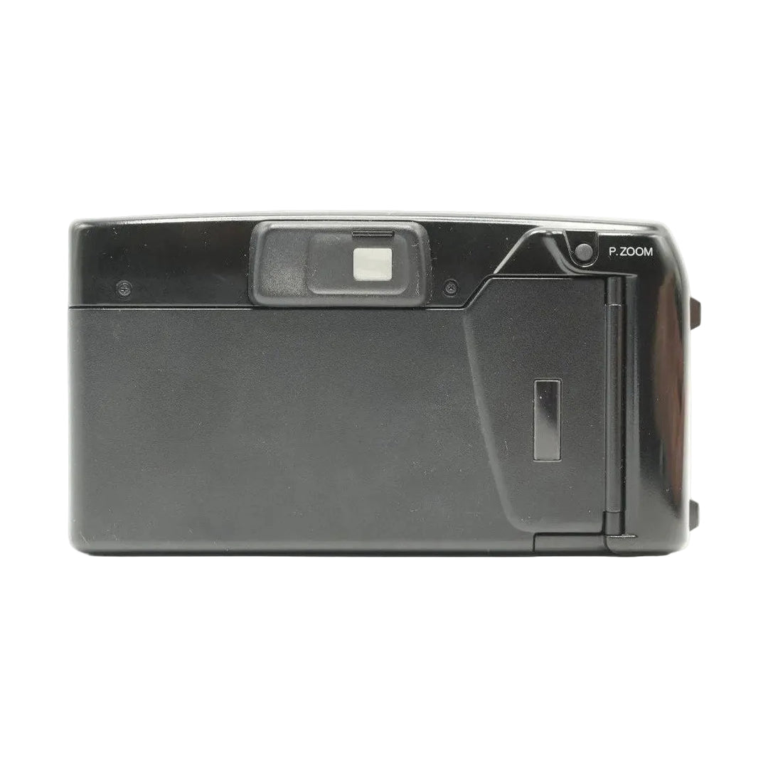 ClubCamera.com black Minolta Freedom Zoom 90 rear view displaying viewfinder reticle and P Zoom label