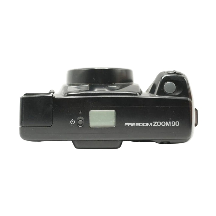 ClubCamera.com rear view of black Minolta Freedom Zoom 90 with LCD panel and power button