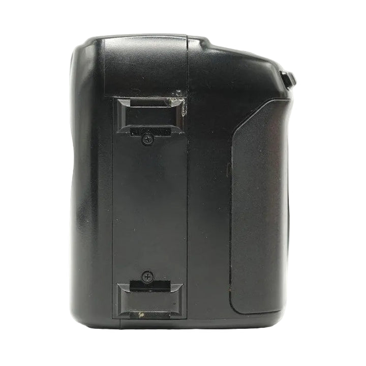ClubCamera.com black Minolta Freedom Zoom 90 side profile showing textured grip and battery compartment