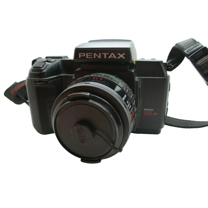 Black Pentax SF1 N 35mm SLR film camera with textured grip and red AF text by ClubCamera.com