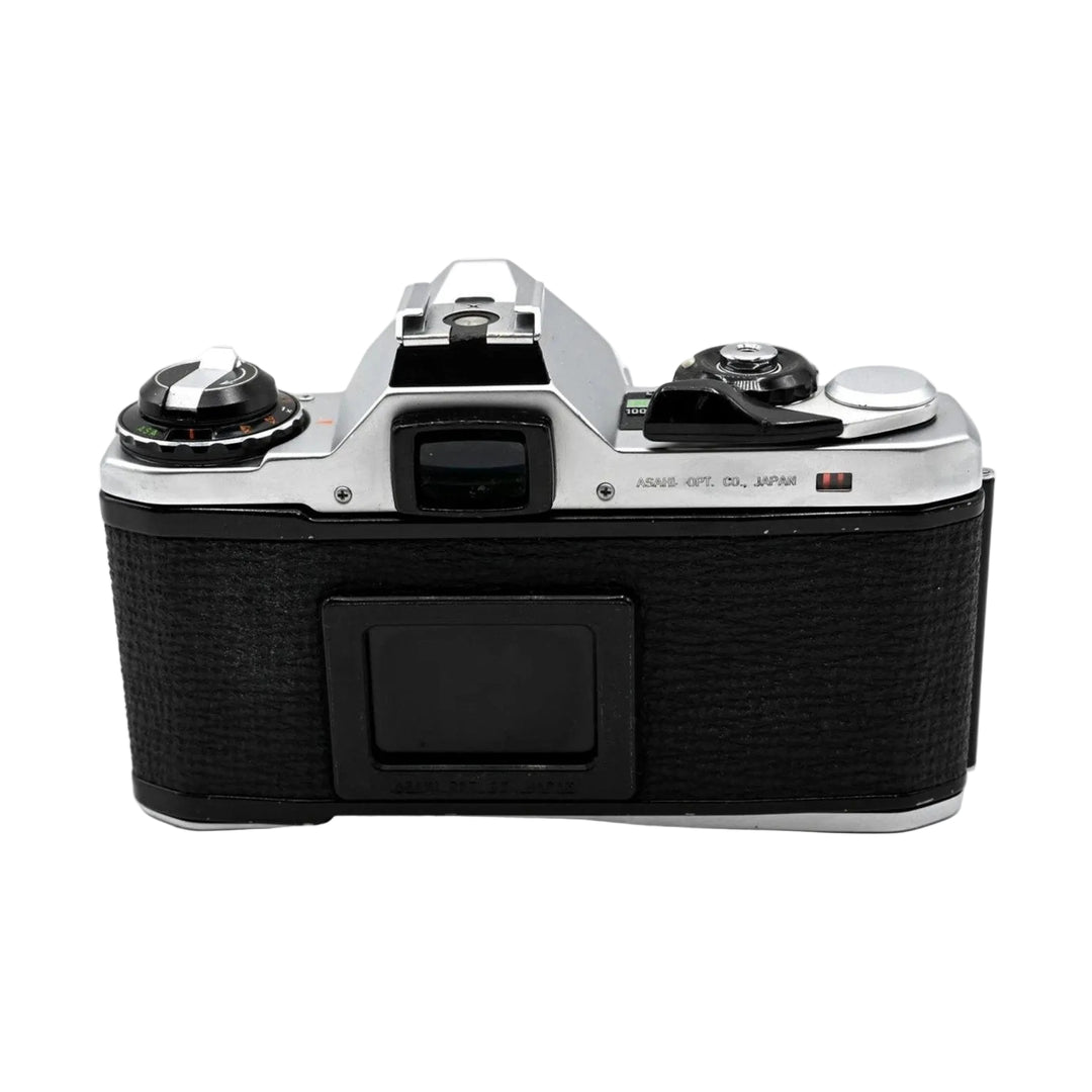 Pentax ME silver SLR film camera top view with shutter speed dial and ASAHI OPT. CO. engraving at ClubCamera.com