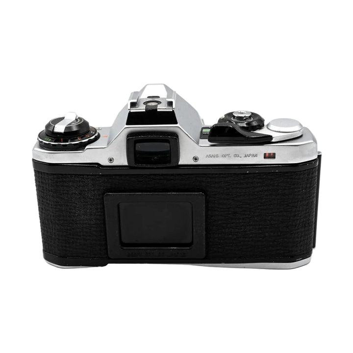 Pentax ME silver SLR film camera top view with shutter speed dial and ASAHI OPT. CO. engraving at ClubCamera.com