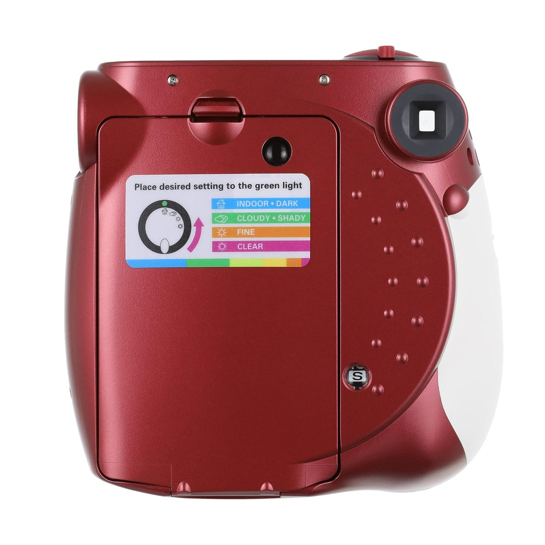 ClubCamera.com Polaroid 300 red instant camera rear view showing color-coded exposure guide sticker and textured grip