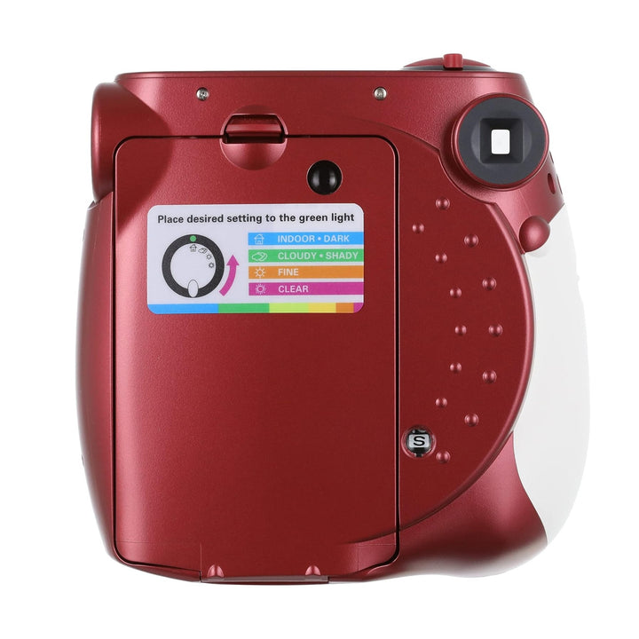 ClubCamera.com Polaroid 300 red instant camera rear view showing color-coded exposure guide sticker and textured grip