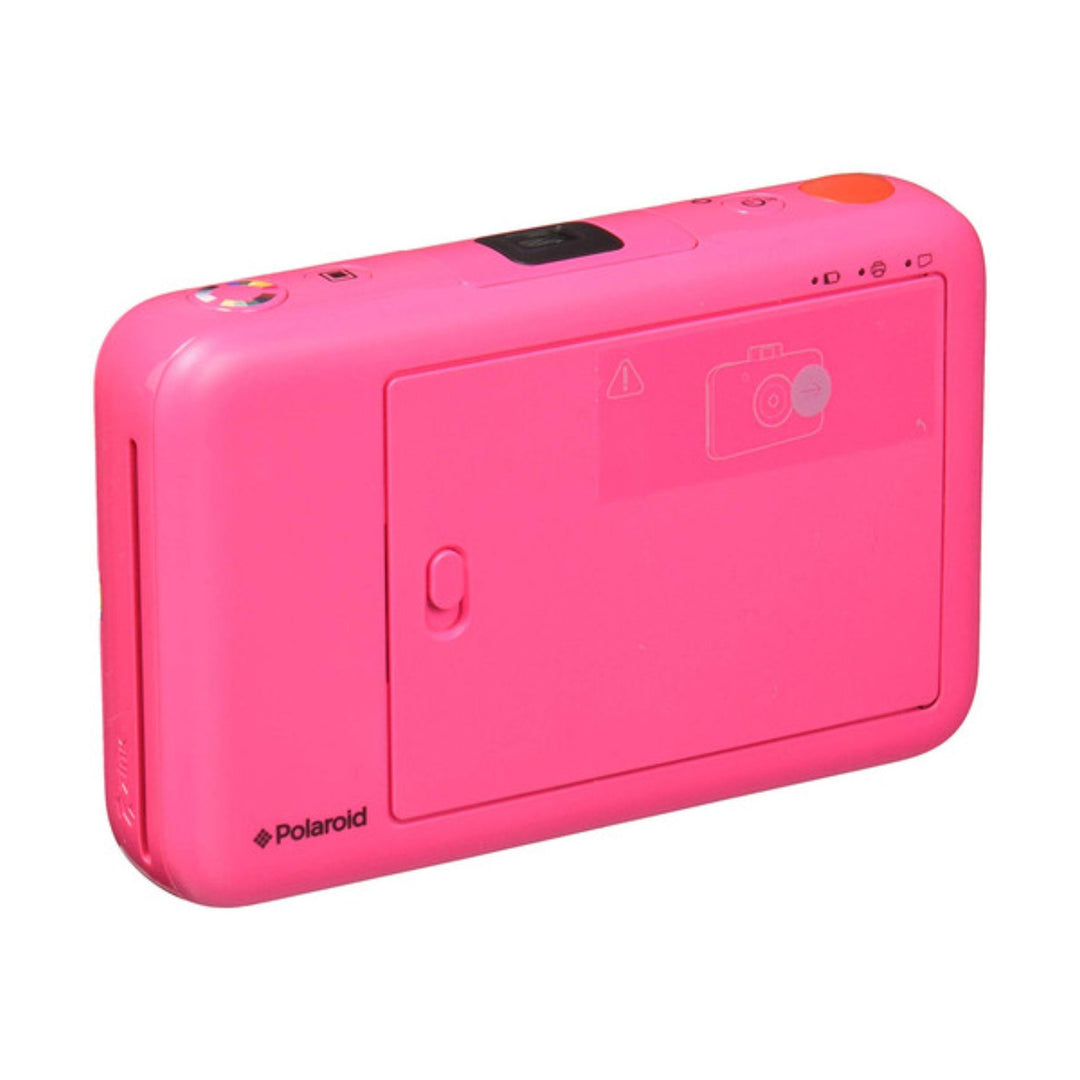 ClubCamera.com fuchsia pink Polaroid Snap digital photo printer side-back view with matte plastic body and compact portable design