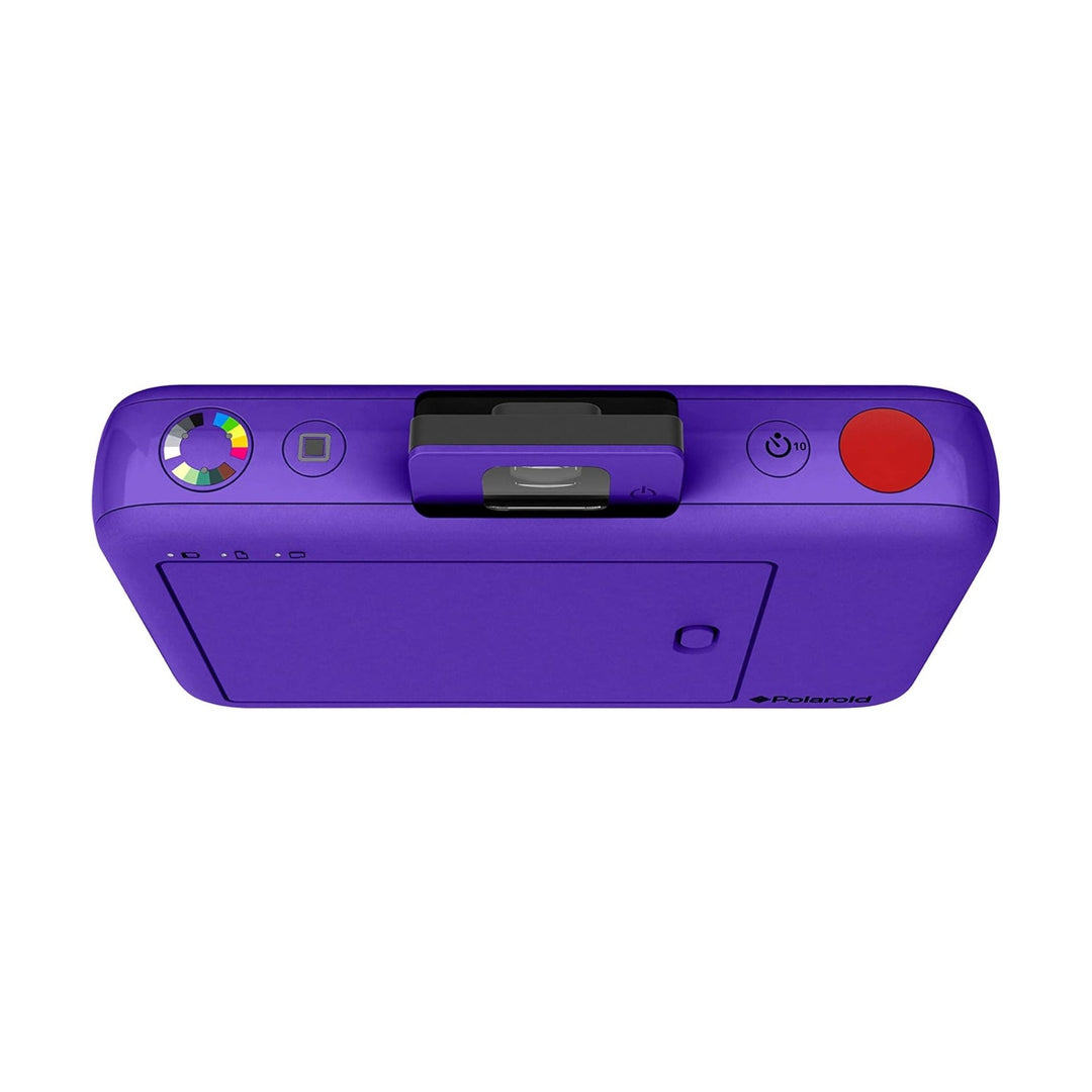 Polaroid Snap Purple digital photo printer rear view with color dial and shutter button at ClubCamera.com