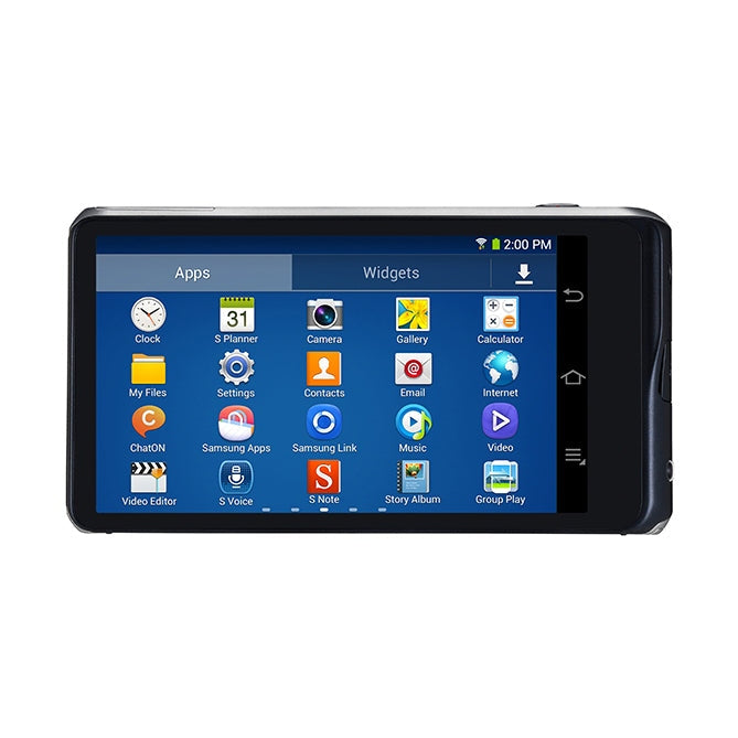 ClubCamera.com Samsung Galaxy Camera 2 rear touchscreen displaying Android app interface grid
