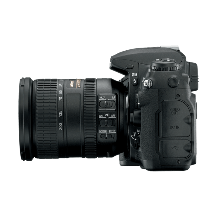 ClubCamera.com right-side Nikon D200 DSLR showing VR switches, ports, and textured grip