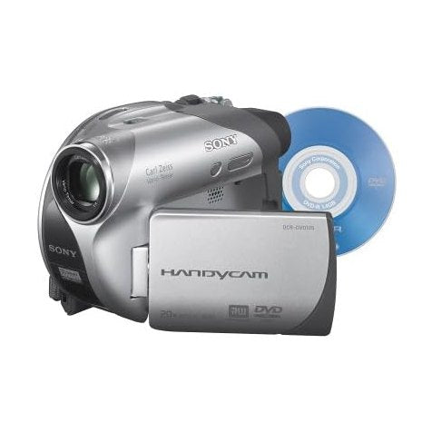 ClubCamera.com silver and black Sony DCR-DVD105 Handycam with Carl Zeiss lens and mini DVD tray