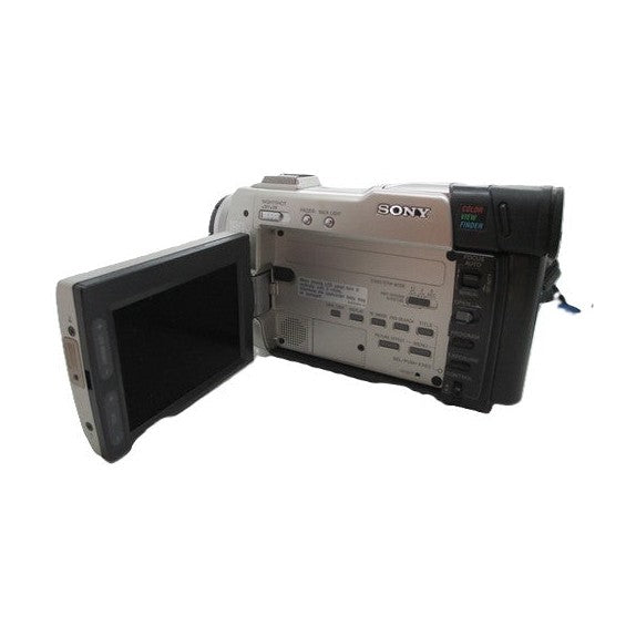 ClubCamera.com Sony DCR-TRV9 camcorder with open 2.5-inch LCD screen showing control buttons