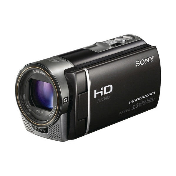 Sony HDR-CX160 Handycam Camcorder black with silver accents and gold-rimmed lens at ClubCamera.com