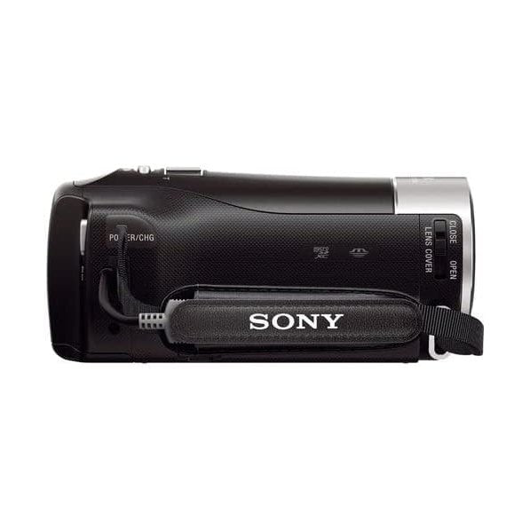Sony HDR-CX405 black camcorder side view with textured matte body and ZEISS lens at ClubCamera.com