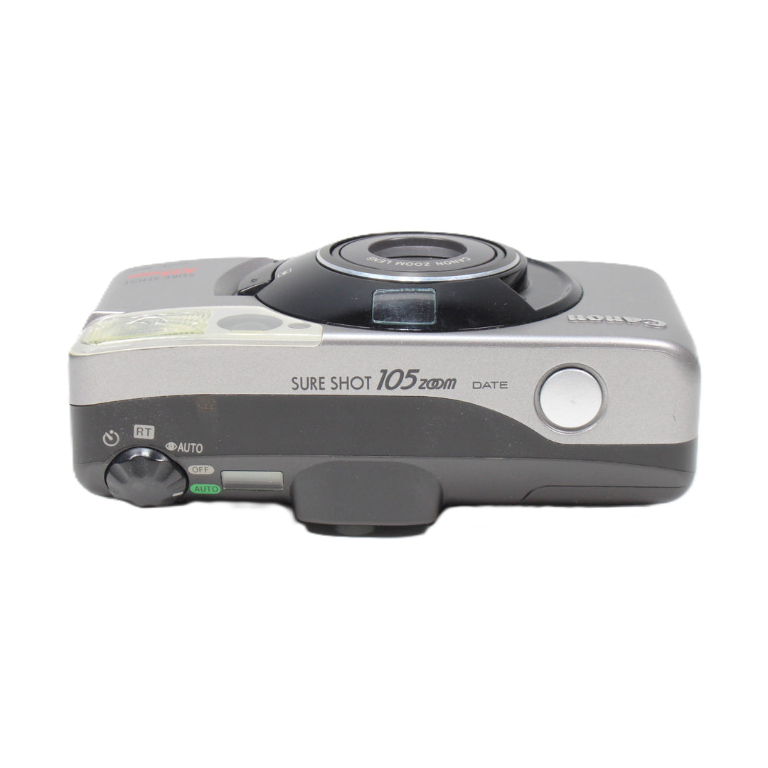 ClubCamera.com Canon Sure Shot 105 Zoom top controls shutter button vintage finish