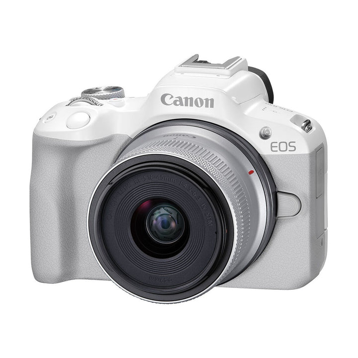 Canon EOS R50 Mirrorless Camera with 18-45mm Lens (White) - front