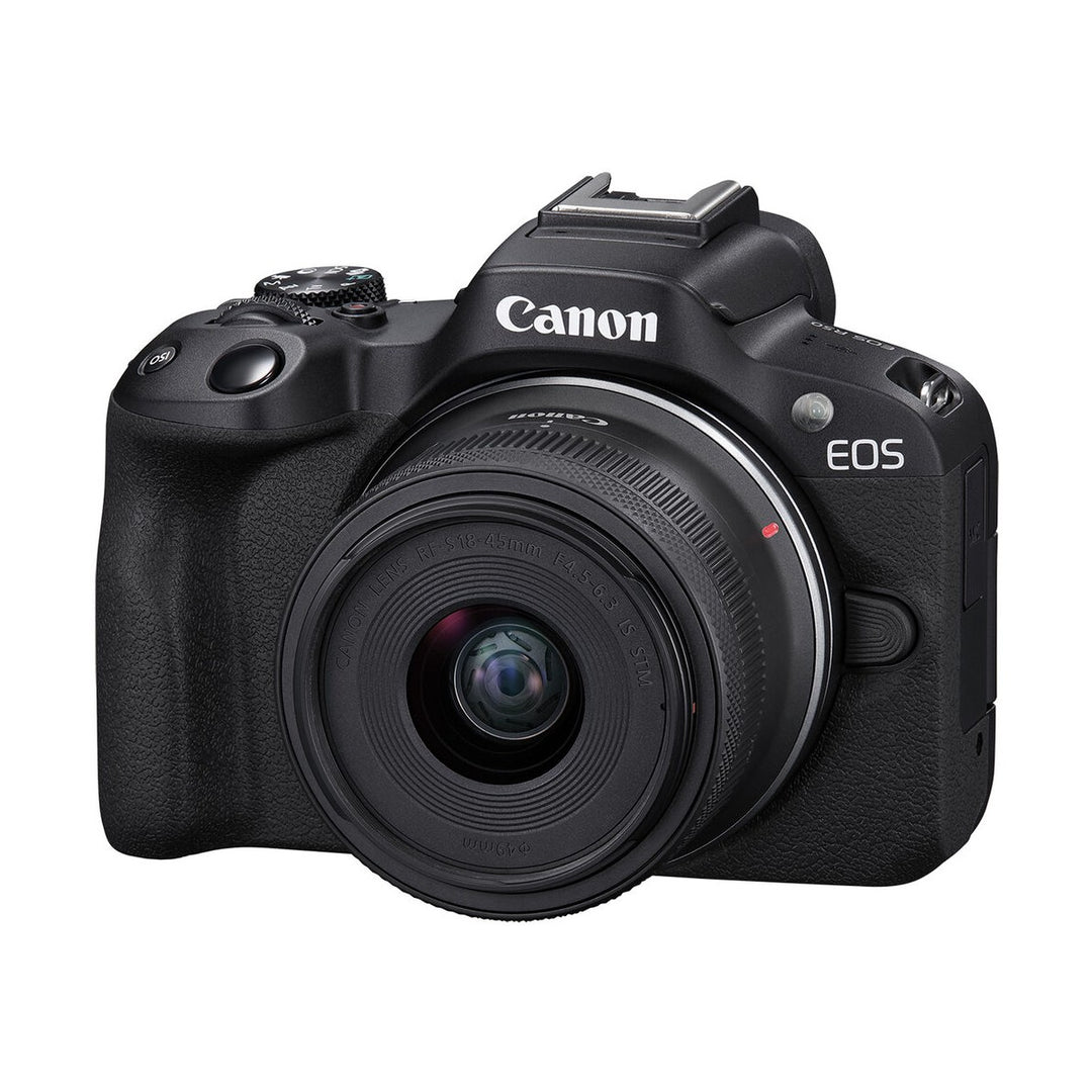 Canon EOS R50 Mirrorless Camera with 18-45mm and 55-210mm Lenses - front