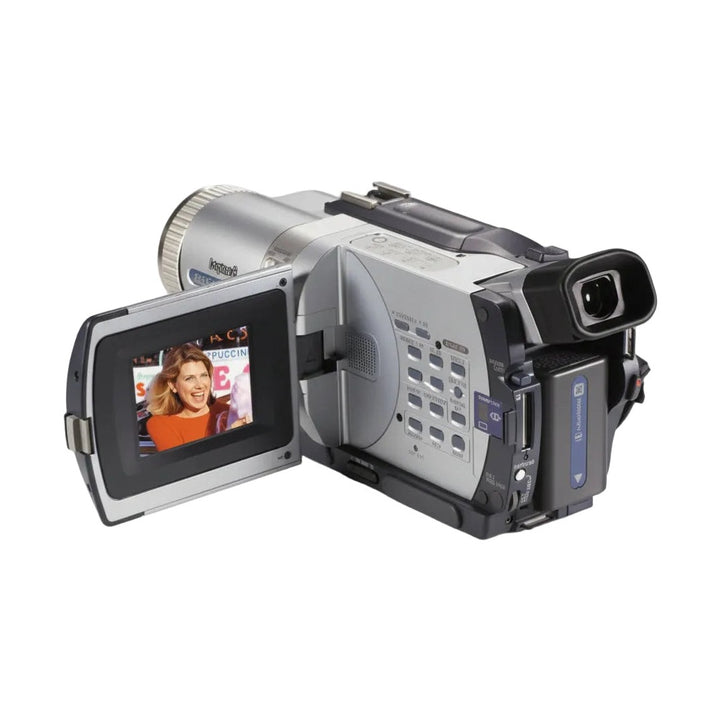 ClubCamera.com rear view of Sony DCR-TRV730 camcorder showing control buttons i.LINK port and Memory Stick slot