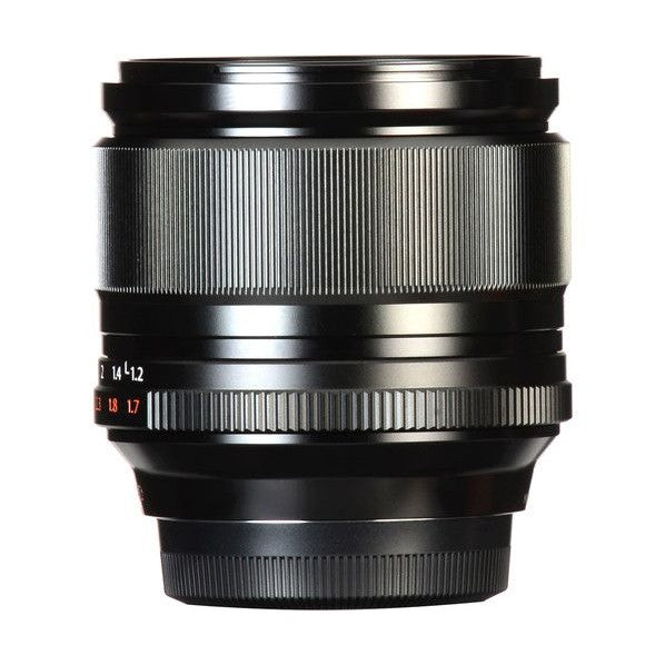 ClubCamera.com Fujifilm XF 56mm f/1.2 R APD side profile showing red aperture markings on textured focus ring