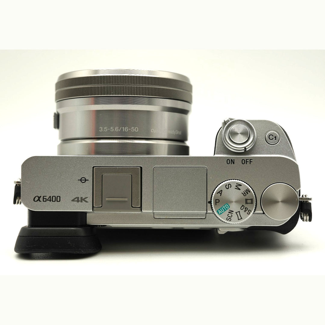 Sony Alpha a6400 Mirrorless Camera with 16-50mm and 55-210mm Lenses (Silver) - top