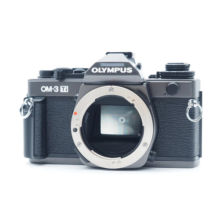 Olympus OM-3 Ti manual SLR film camera black with exposed lens mount and internal mirror at ClubCamera.com