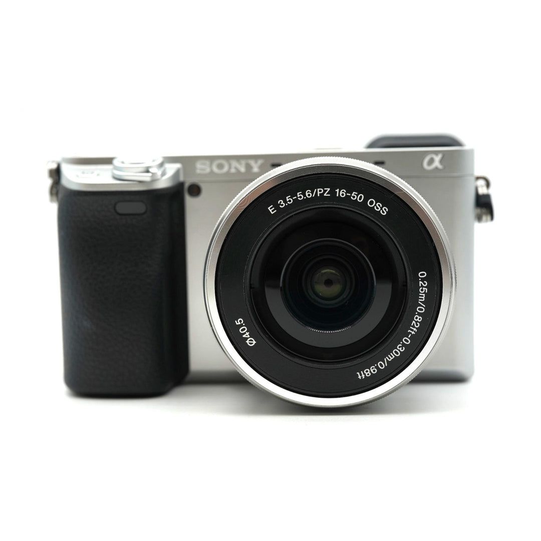 Sony Alpha a6400 Mirrorless Camera with 16-50mm and 55-210mm Lenses (Silver) - front