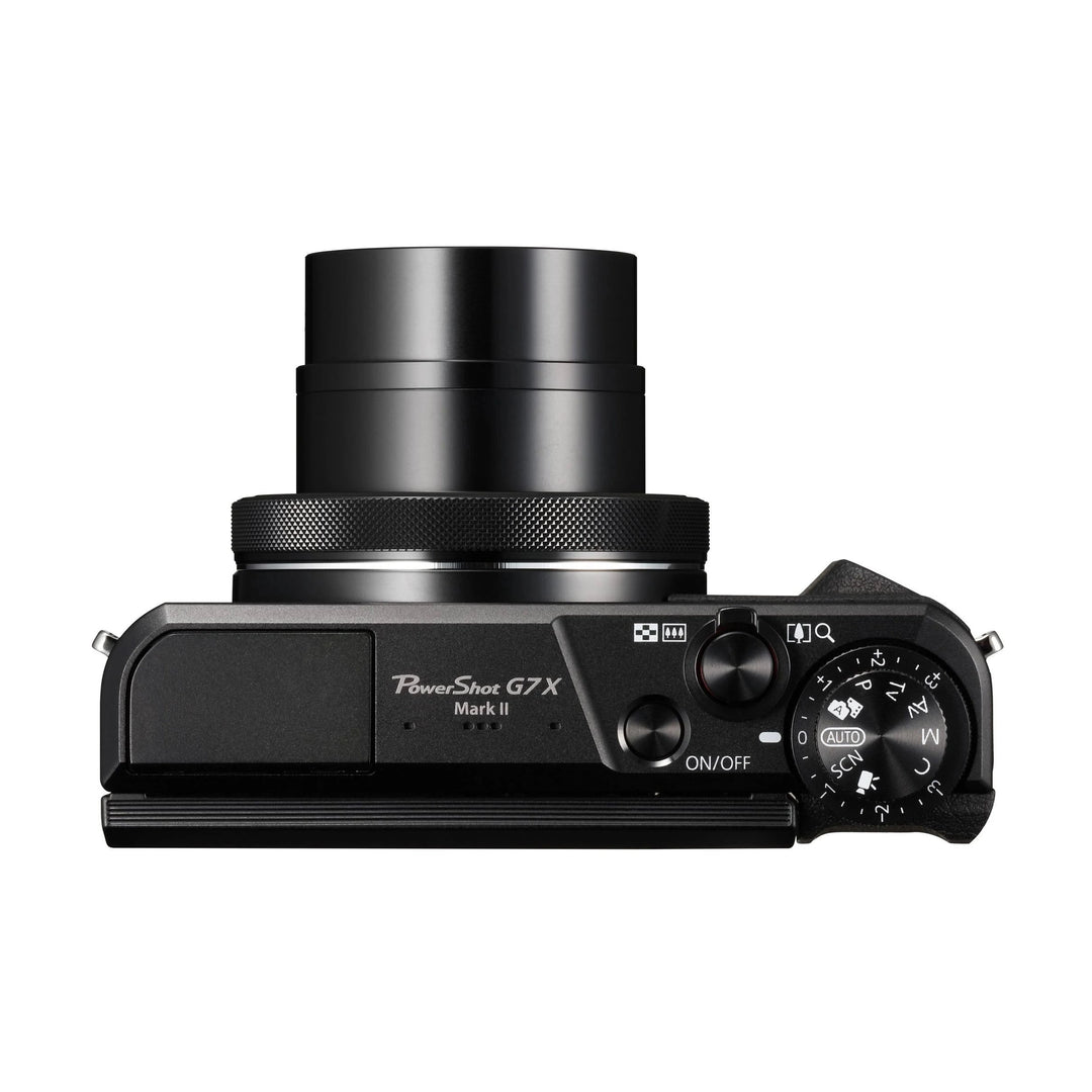 Top-down view of Canon PowerShot G7 X Mark II mode dial and power switch at ClubCamera.com