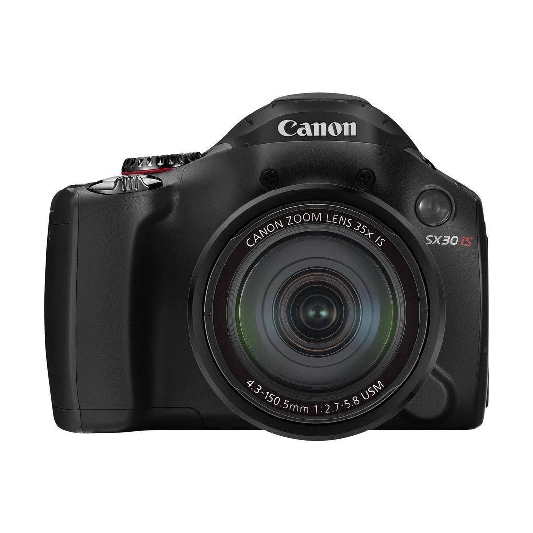 Black Canon PowerShot SX30 IS digital camera with 35x zoom lens by ClubCamera.com